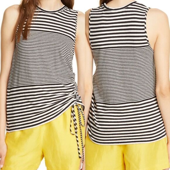 Joie Black White Striped Sleeveless Tank Top XL - Picture 1 of 9